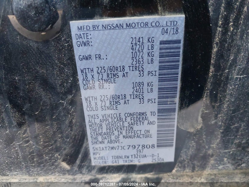 2018 NISSAN ROGUE SL - 5N1AT2MV7JC797808