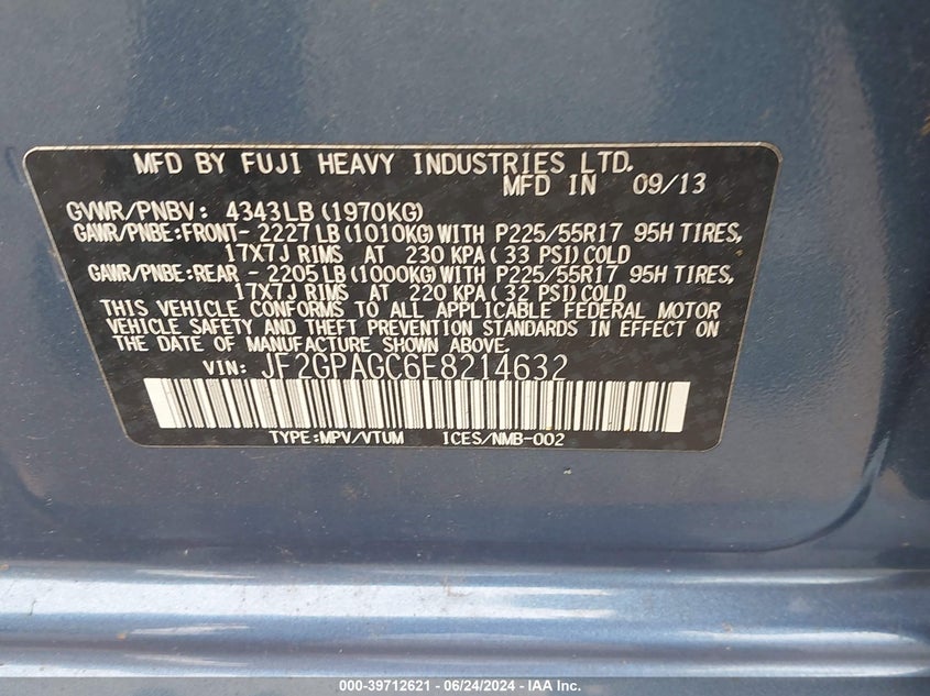 2014 SUBARU XV CROSSTREK 2.0I LIMITED - JF2GPAGC6E8214632