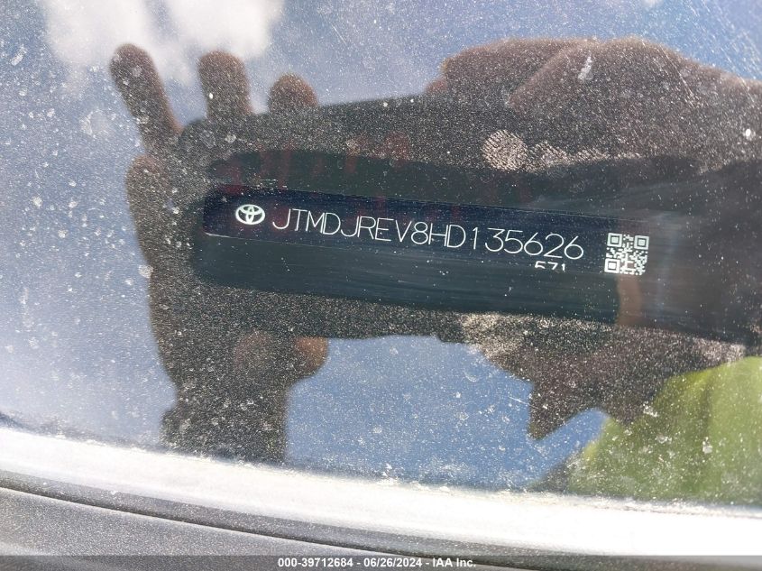 2017 Toyota Rav4 Hybrid Limited VIN: JTMDJREV8HD135626 Lot: 39712684