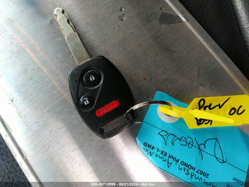 2007 Honda Pilot Exl VIN: 2HKYF18527H533066 Lot: 39712999