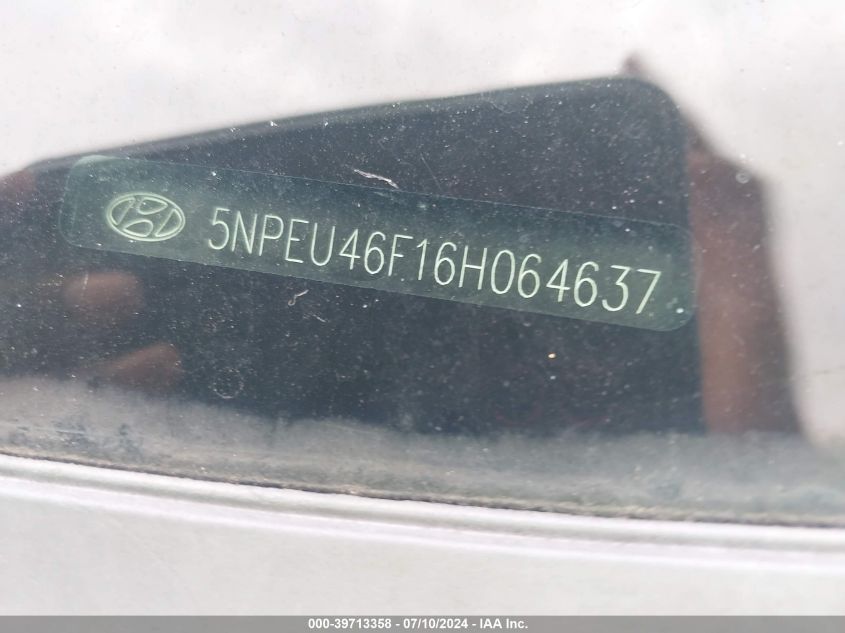 5NPEU46F16H064637 2006 Hyundai Sonata Gls V6/Lx V6