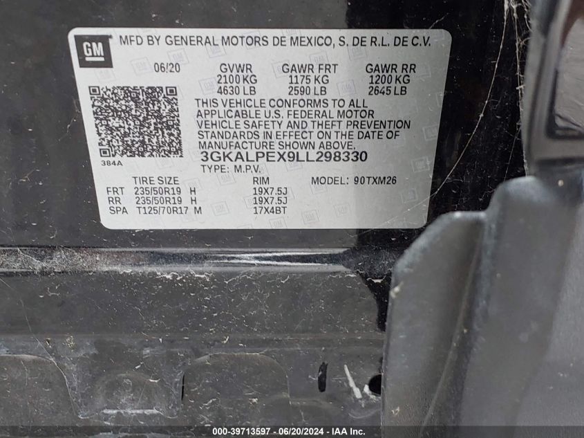 2020 GMC Terrain Fwd Slt VIN: 3GKALPEX9LL298330 Lot: 39713597