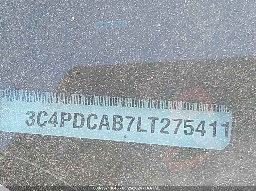 2020 Dodge Journey Se Value VIN: 3C4PDCAB7LT275411 Lot: 39713646