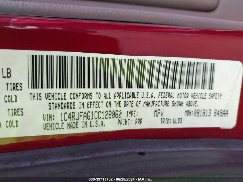 2012 Jeep Grand Cherokee Laredo VIN: 1C4RJFAG1CC128060 Lot: 39713782
