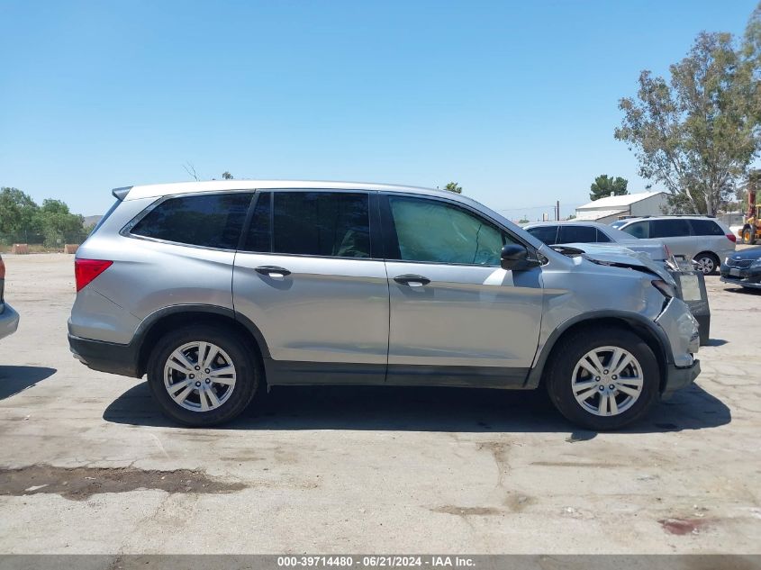 2017 Honda Pilot Lx VIN: 5FNYF5H11HB011825 Lot: 39714480