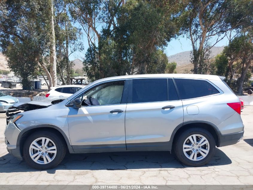 2017 Honda Pilot Lx VIN: 5FNYF5H11HB011825 Lot: 39714480