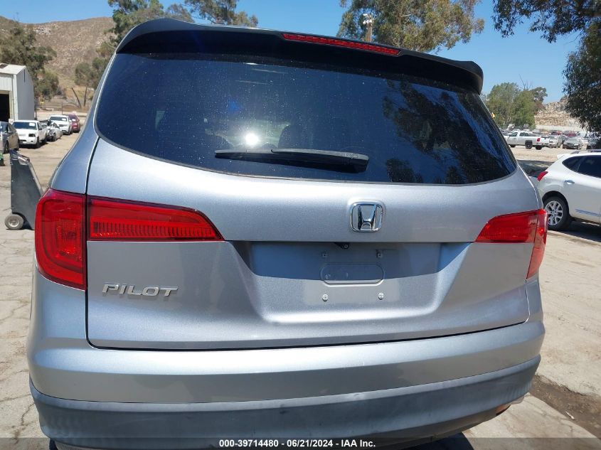 2017 Honda Pilot Lx VIN: 5FNYF5H11HB011825 Lot: 39714480