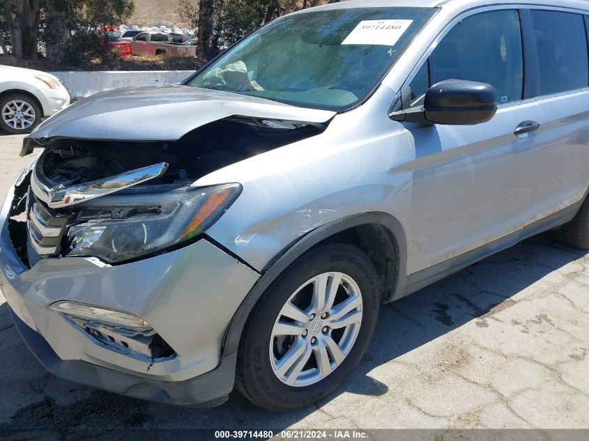 2017 Honda Pilot Lx VIN: 5FNYF5H11HB011825 Lot: 39714480
