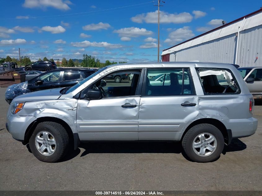 2007 Honda Pilot Lx VIN: 2HKYF18107H508101 Lot: 39714515