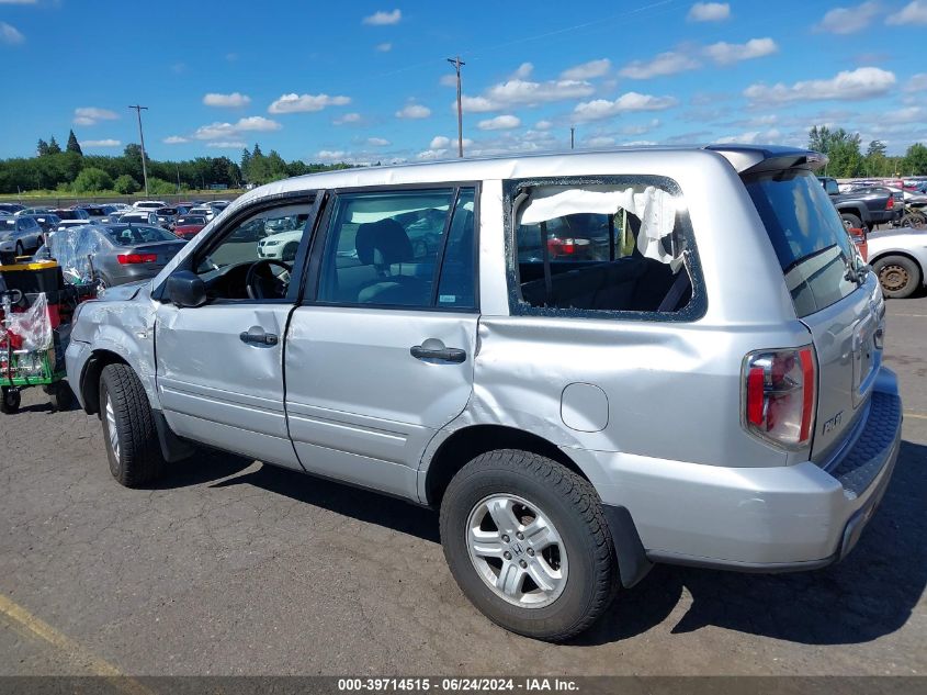 2007 Honda Pilot Lx VIN: 2HKYF18107H508101 Lot: 39714515