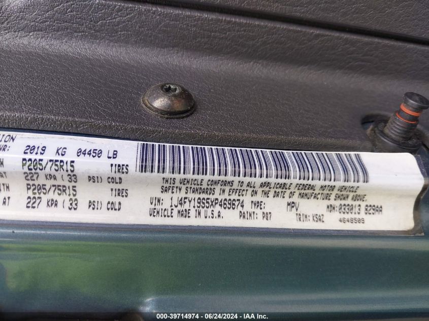 1999 Jeep Wrangler Sport VIN: 1J4FY19S5XP469674 Lot: 39714974