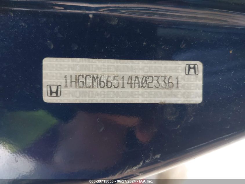 2004 Honda Accord Ex VIN: 1HGCM66514A023361 Lot: 39715053