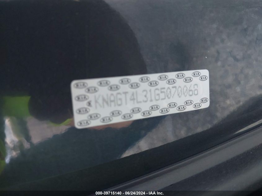 2016 Kia Optima Lx VIN: KNAGT4L31G5070068 Lot: 39715140