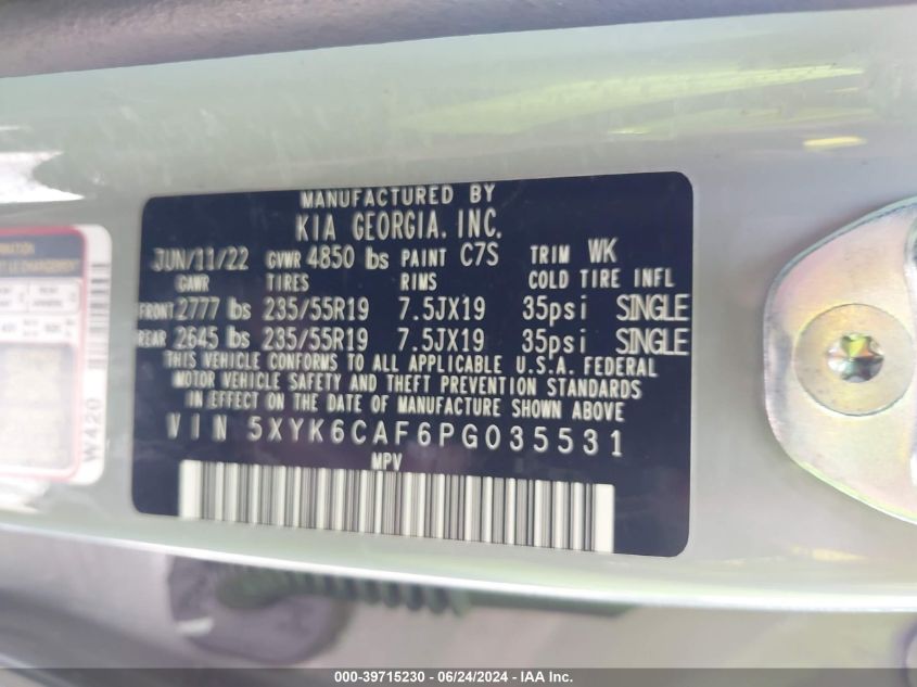 2023 Kia Sportage X Line VIN: 5XYK6CAF6PG035531 Lot: 39715230