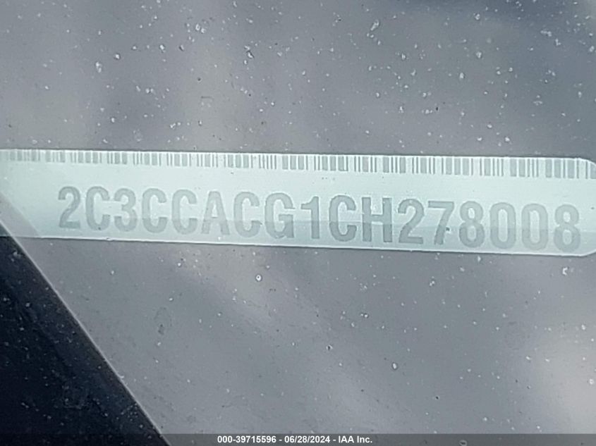 2012 Chrysler 300 Limited VIN: 2C3CCACG1CH278008 Lot: 39715596