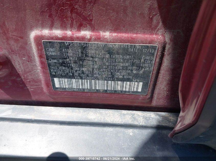 2014 Subaru Outback 2.5I Premium VIN: 4S4BRBCC5E3264879 Lot: 39715742