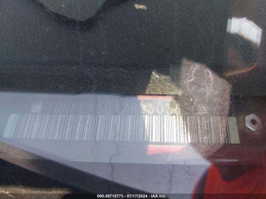 2007 Chevrolet Tahoe Ls VIN: 1GNFC13C47R330363 Lot: 39715773