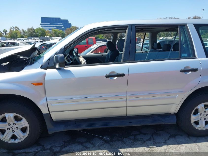 2006 Honda Pilot Lx VIN: 5FNYF28166B051474 Lot: 39716150