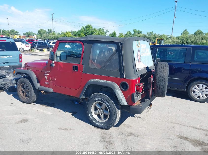 1998 Jeep Wrangler Sport VIN: 1J4FY19S6WP795921 Lot: 39716480