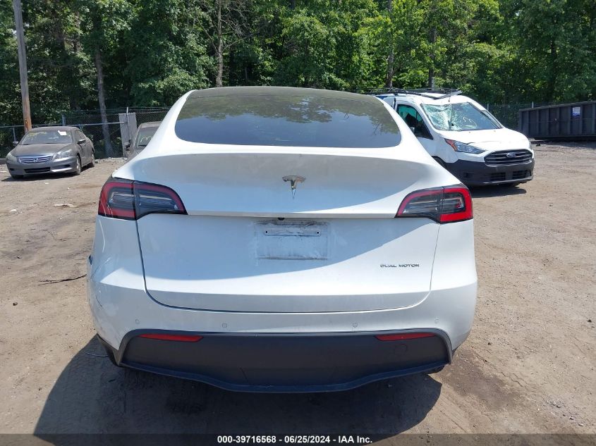 2021 Tesla Model Y Long Range Dual Motor All-Wheel Drive VIN: 5YJYGDEE4MF082347 Lot: 39716568