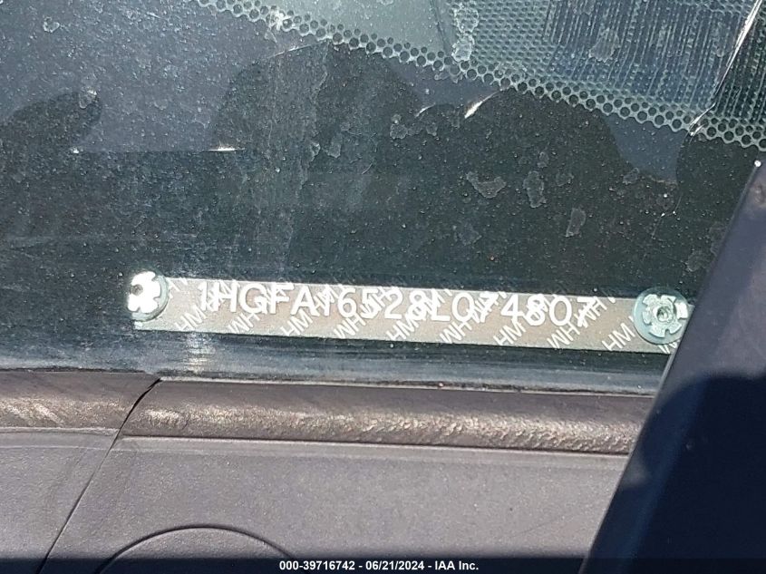 2008 Honda Civic Lx VIN: 1HGFA16528L074807 Lot: 39716742