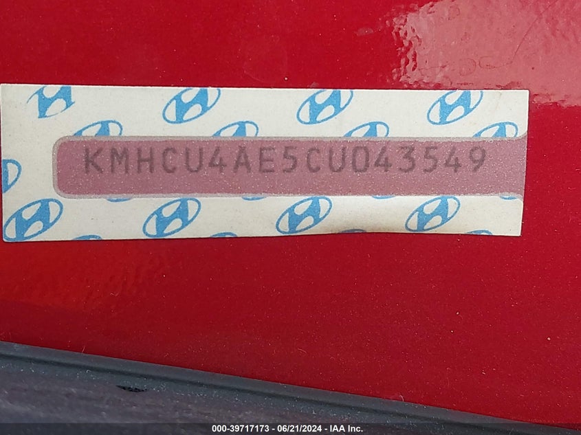 2012 Hyundai Accent Gls VIN: KMHCU4AE5CU043549 Lot: 39717173