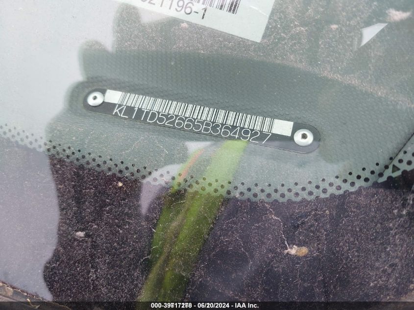 2005 Chevrolet Aveo Ls VIN: KL1TD52665B364927 Lot: 39717278