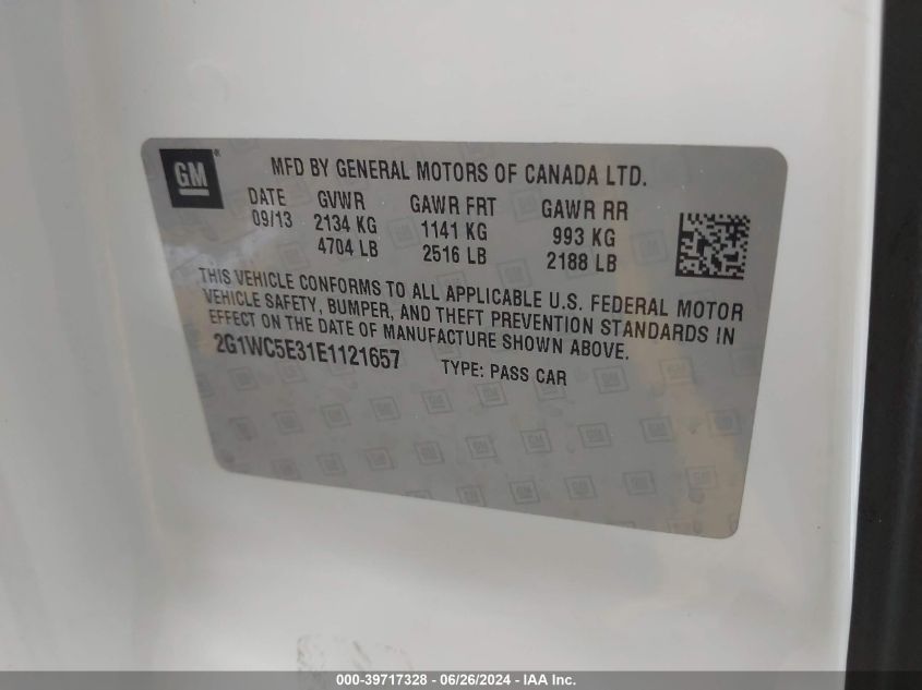 2014 Chevrolet Impala Limited Ltz VIN: 2G1WC5E31E1121657 Lot: 39717328