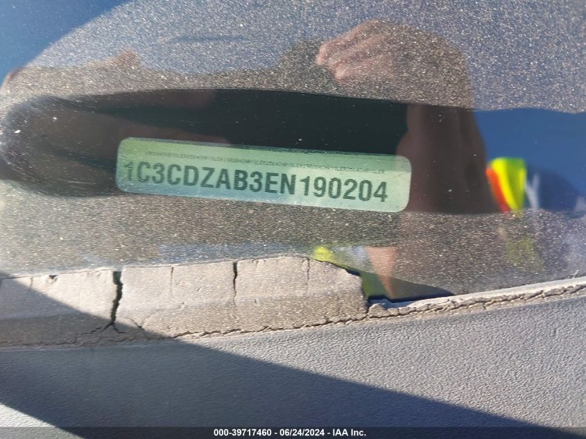 2014 Dodge Avenger Se VIN: 1C3CDZAB3EN190204 Lot: 39717460