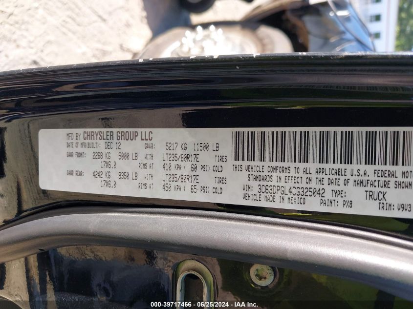 2012 Ram 3500 St VIN: 3C63DPGL4CG325042 Lot: 39717466