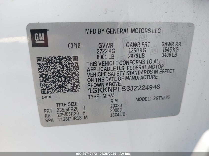 2018 GMC ACADIA DENALI - 1GKKNPLS3JZ224946