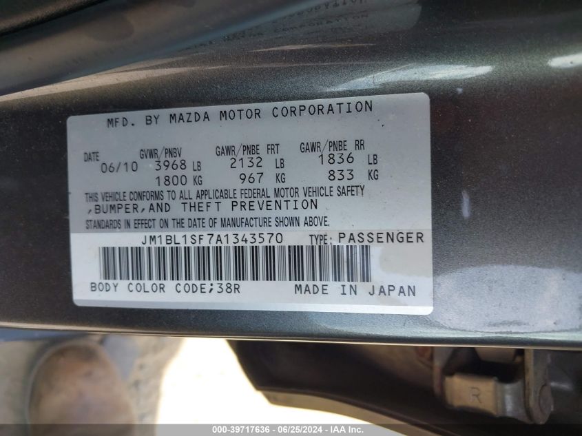 2010 Mazda Mazda3 I Touring VIN: JM1BL1SF7A1343570 Lot: 39717636