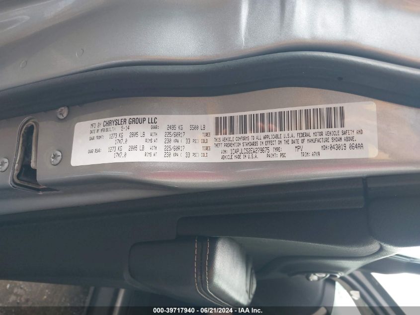 2014 Jeep Cherokee Latitude VIN: 1C4PJLCS2EW279675 Lot: 39717940