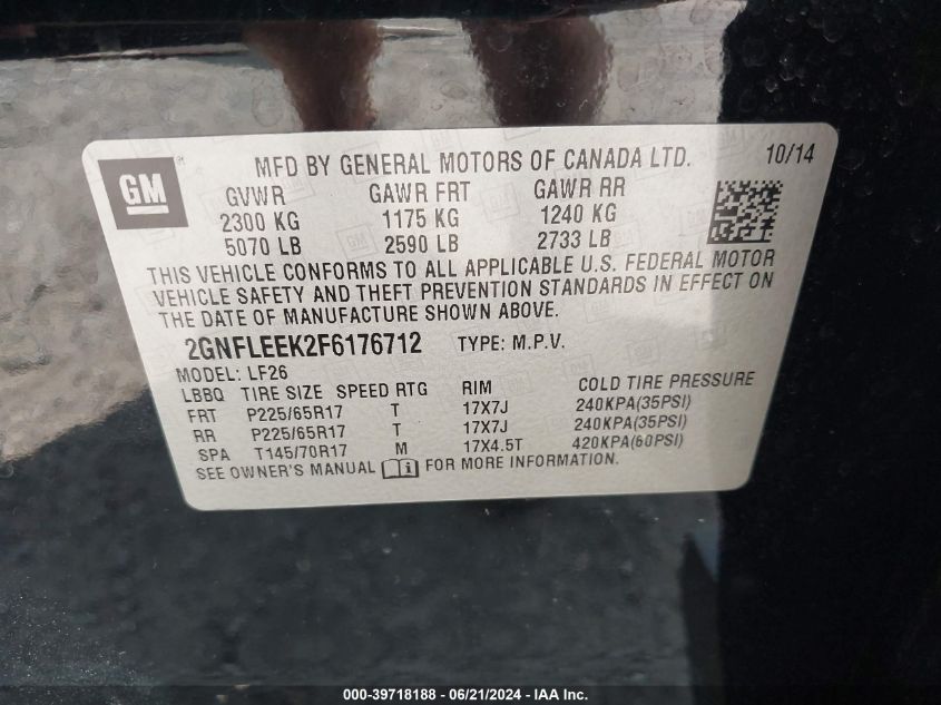 2GNFLEEK2F6176712 2015 Chevrolet Equinox Ls