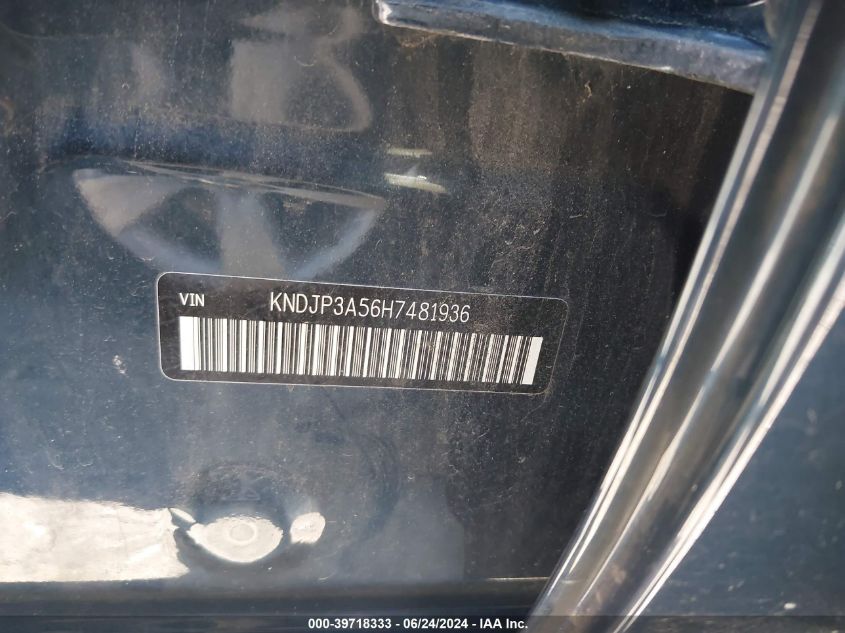 2017 Kia Soul + VIN: KNDJP3A56H7481936 Lot: 39718333
