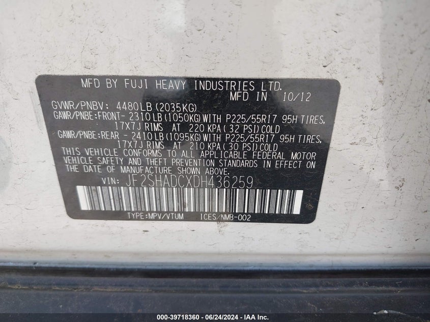 2013 SUBARU FORESTER 2.5X PREMIUM - JF2SHADCXDH436259