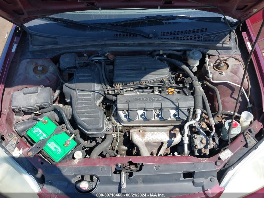 2003 Honda Civic Lx VIN: 2HGES16523H577395 Lot: 39718465