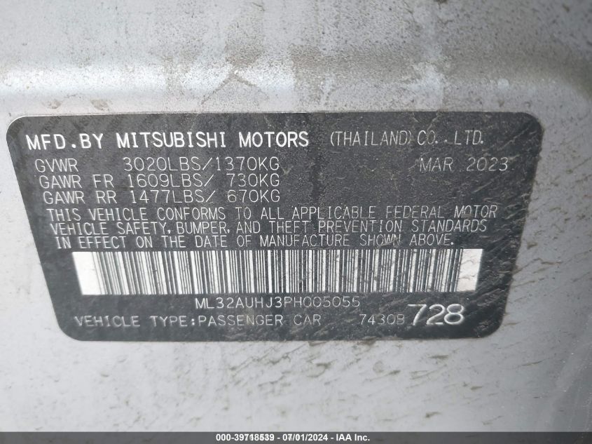 ML32AUHJ3PH005055 2023 Mitsubishi Mirage Es