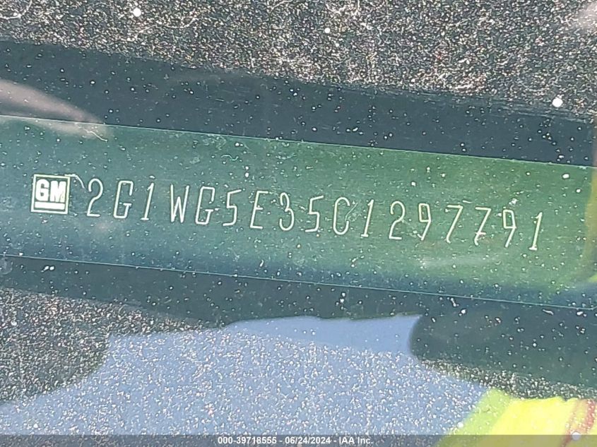 2012 Chevrolet Impala Lt VIN: 2G1WG5E35C1297791 Lot: 39718555