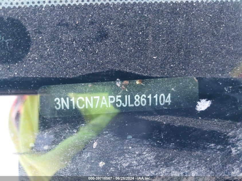 2018 Nissan Versa S/S Plus/Sv/Sl VIN: 3N1CN7AP5JL861104 Lot: 39718567