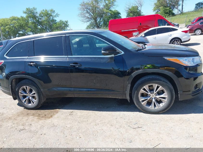 2015 Toyota Highlander Xle V6 VIN: 5TDJKRFH5FS092809 Lot: 39718696