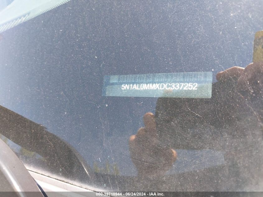 2013 Infiniti Jx35 VIN: 5N1AL0MMXDC337252 Lot: 39718944