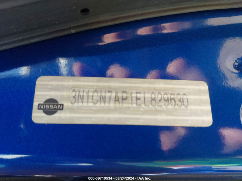 2014 Nissan Versa 1.6 Sv VIN: 3N1CN7AP1EL829630 Lot: 39719534