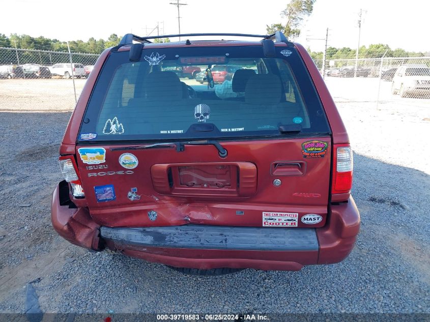 2001 Isuzu Rodeo S/Ls/Lse VIN: 4S2DM58W214331706 Lot: 39719583