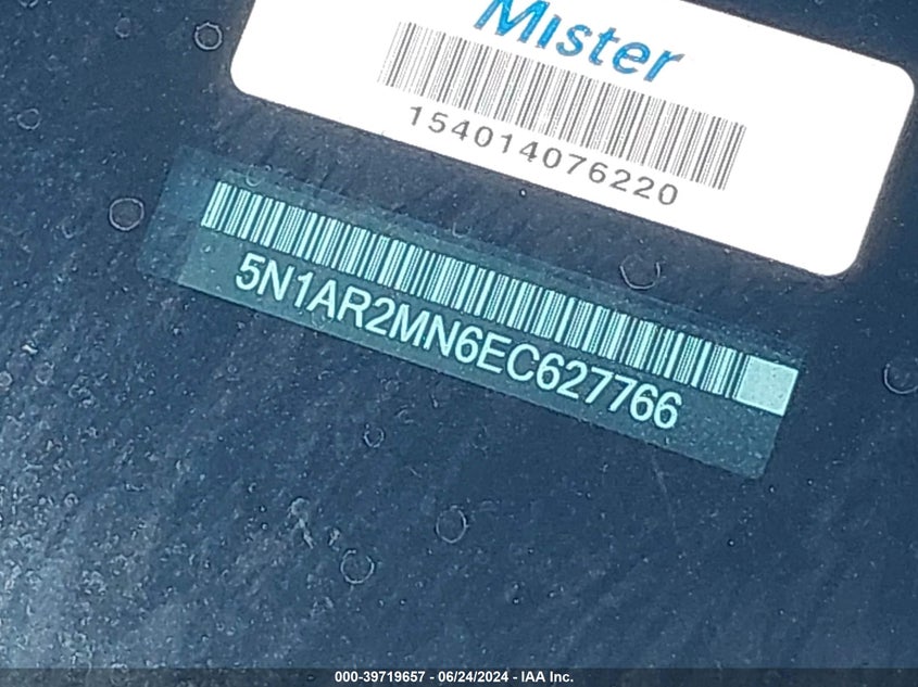 2014 Nissan Pathfinder Sl VIN: 5N1AR2MN6EC627766 Lot: 39719657