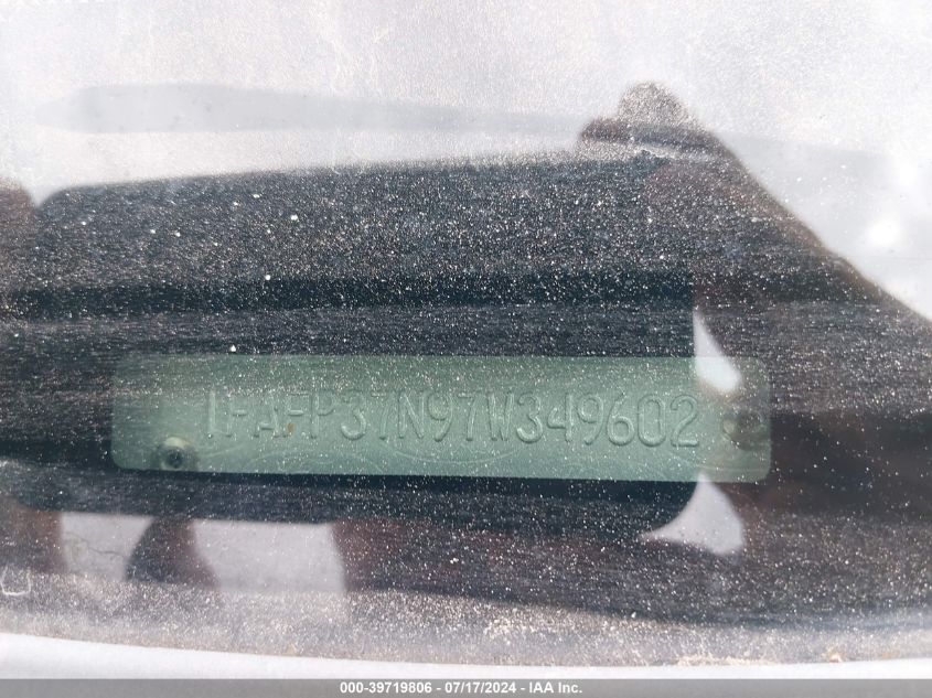 2007 Ford Focus S/Se/Ses VIN: 1FAFP37N97W349602 Lot: 39719806