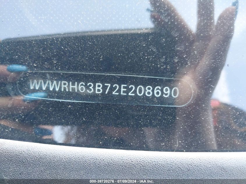 2002 Volkswagen Passat Glx VIN: WVWRH63B72E208690 Lot: 39720276