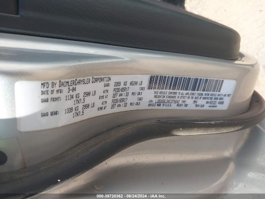 2004 Jeep Grand Cherokee Limited VIN: 1J8GX58J34C375642 Lot: 39720362