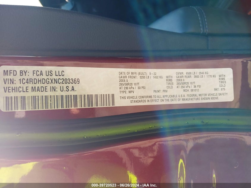 2022 DODGE DURANGO GT PLUS RWD - 1C4RDHDGXNC203369