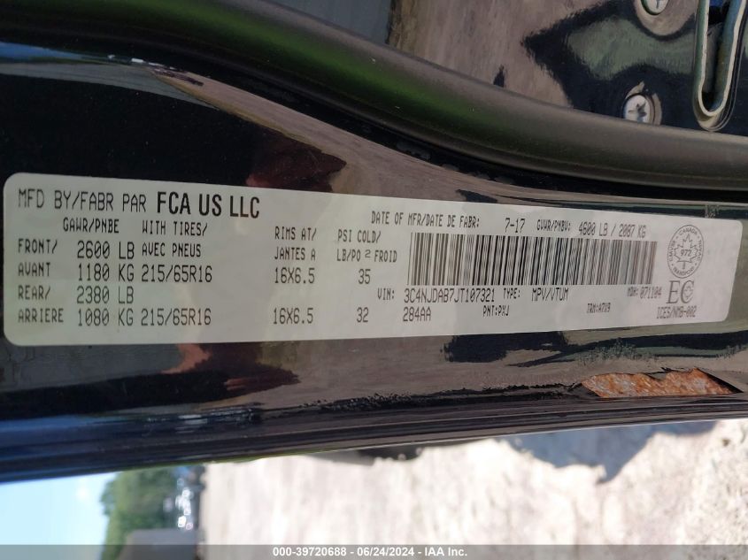 2018 Jeep Compass Sport VIN: 3C4NJDAB7JT107321 Lot: 39720688